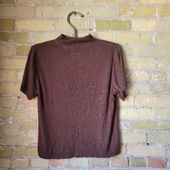 Vintage Studioworks Short-sleeved Knit Turtleneck Brown Womens Size XL - Picture 4 of 7